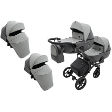 Коляска 2 в 1 для двійні Bair Kiwi DUO ECO BKD-21/15 сірий / графіт