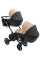 Коляска 2 в 1 для двійні Bair Kiwi DUO ECO BKD-18/15 капучино / чорний