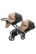 Коляска 2 в 1 для двійні Bair Kiwi DUO ECO BKD-18/15 капучино / чорний