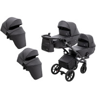 Коляска 2 в 1 для двійні Bair Kiwi DUO ECO BKD-15 чорний