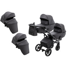 Коляска 2 в 1 для двійні Bair Kiwi DUO ECO BKD-15 чорний