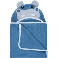Рушник дитячий з капюшоном і вушками Bubaba by FreeON HIPPO Blue 110х75 см