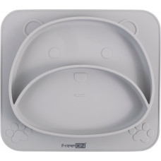Силіконова тарілка дитяча FreeON Bear, сірий